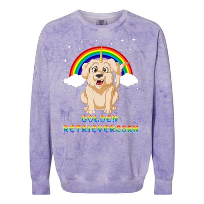 Golden Retriver Golden Retrivercorn Colorblast Crewneck Sweatshirt