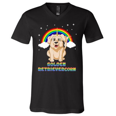 Golden Retriver Golden Retrivercorn V-Neck T-Shirt