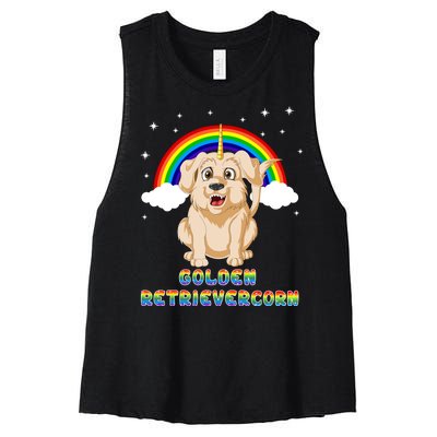 Golden Retriver Golden Retrivercorn Women's Racerback Cropped Tank