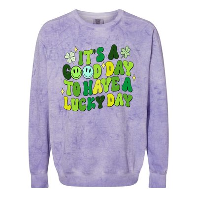 Green Retro Groovy St Patricks Day Party funny Colorblast Crewneck Sweatshirt