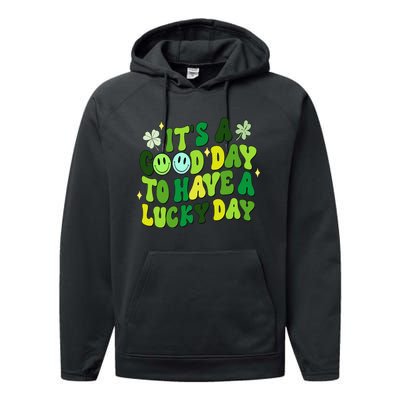 Green Retro Groovy St Patricks Day Party funny Performance Fleece Hoodie