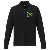 Green Retro Groovy St Patricks Day Party funny Performance Long Sleeve Polo