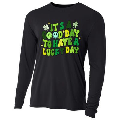 Green Retro Groovy St Patricks Day Party funny Cooling Performance Long Sleeve Crew