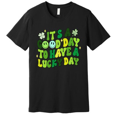 Green Retro Groovy St Patricks Day Party funny Premium T-Shirt