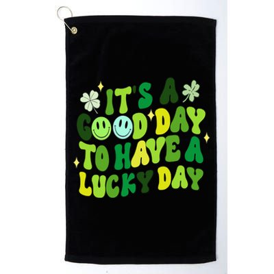 Green Retro Groovy St Patricks Day Party funny Platinum Collection Golf Towel