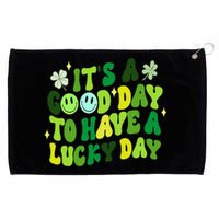 Green Retro Groovy St Patricks Day Party funny Grommeted Golf Towel