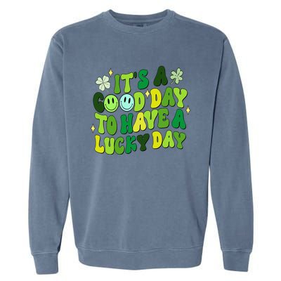 Green Retro Groovy St Patricks Day Party funny Garment-Dyed Sweatshirt