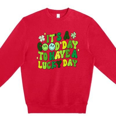 Green Retro Groovy St Patricks Day Party funny Premium Crewneck Sweatshirt