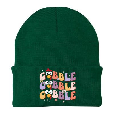 Groovy Retro Gobble Gobble Happy Thanksgiving Turkey Day Knit Cap Winter Beanie