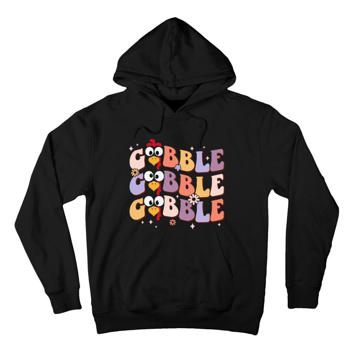 Groovy Retro Gobble Gobble Happy Thanksgiving Turkey Day Hoodie