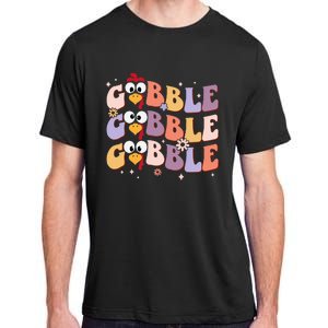 Groovy Retro Gobble Gobble Happy Thanksgiving Turkey Day Adult ChromaSoft Performance T-Shirt