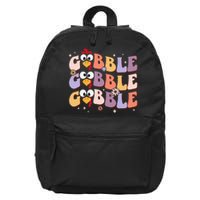 Groovy Retro Gobble Gobble Happy Thanksgiving Turkey Day 16 in Basic Backpack