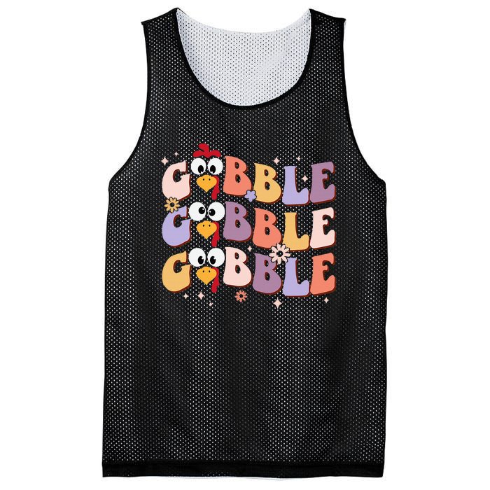 Groovy Retro Gobble Gobble Happy Thanksgiving Turkey Day Mesh Reversible Basketball Jersey Tank