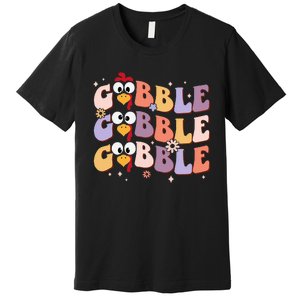 Groovy Retro Gobble Gobble Happy Thanksgiving Turkey Day Premium T-Shirt