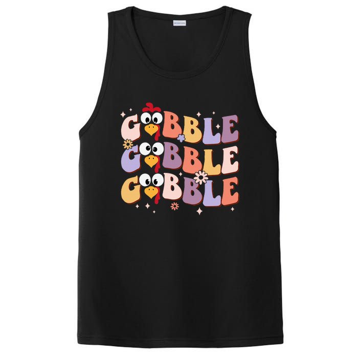 Groovy Retro Gobble Gobble Happy Thanksgiving Turkey Day PosiCharge Competitor Tank