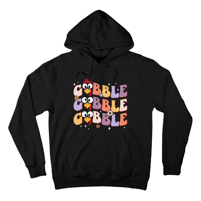 Groovy Retro Gobble Gobble Happy Thanksgiving Turkey Day Tall Hoodie