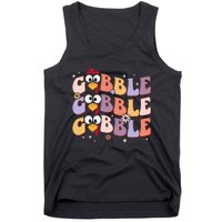 Groovy Retro Gobble Gobble Happy Thanksgiving Turkey Day Tank Top