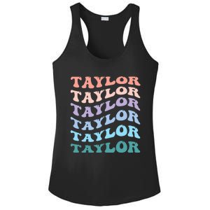 Girl Retro Groovy T.AYLOR First Name Personalized Birthday Ladies PosiCharge Competitor Racerback Tank