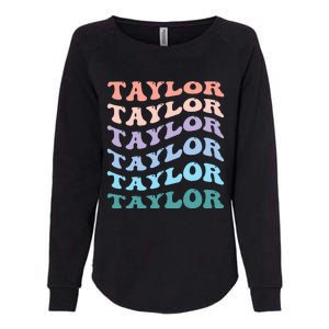 Girl Retro Groovy T.AYLOR First Name Personalized Birthday Womens California Wash Sweatshirt