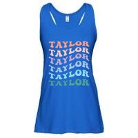 Girl Retro Groovy T.AYLOR First Name Personalized Birthday Ladies Essential Flowy Tank