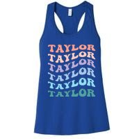 Girl Retro Groovy T.AYLOR First Name Personalized Birthday Women's Racerback Tank