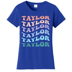 Girl Retro Groovy T.AYLOR First Name Personalized Birthday Women's T-Shirt