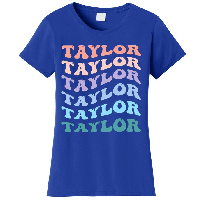 Girl Retro Groovy T.AYLOR First Name Personalized Birthday Women's T-Shirt