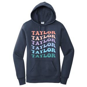 Girl Retro Groovy T.AYLOR First Name Personalized Birthday Women's Pullover Hoodie