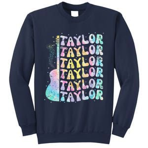 Girl Retro Groovy Taylor First Name Personalized 80S Pink Sweatshirt