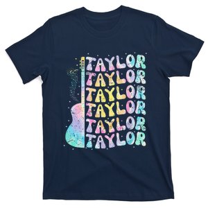 Girl Retro Groovy Taylor First Name Personalized 80S Pink T-Shirt