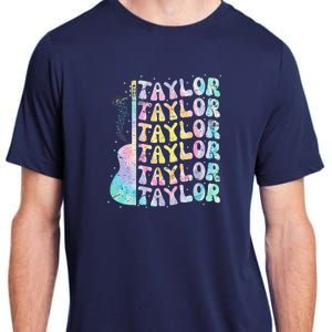 Girl Retro Groovy Taylor First Name Personalized 80S Pink Adult ChromaSoft Performance T-Shirt