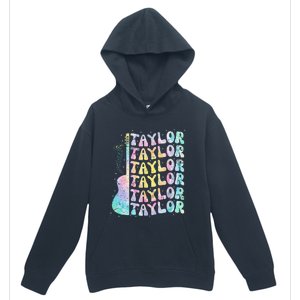 Girl Retro Groovy Taylor First Name Personalized 80S Pink Urban Pullover Hoodie