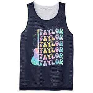 Girl Retro Groovy Taylor First Name Personalized 80S Pink Mesh Reversible Basketball Jersey Tank