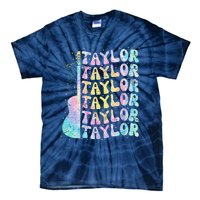 Girl Retro Groovy Taylor First Name Personalized 80S Pink Tie-Dye T-Shirt