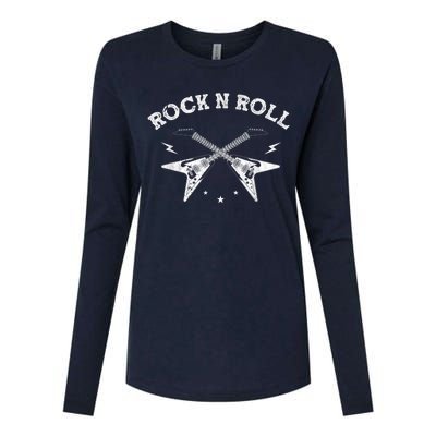 Guitar RockNRoll Guitarist Skeleton Musical Instrument Womens Cotton Relaxed Long Sleeve T-Shirt