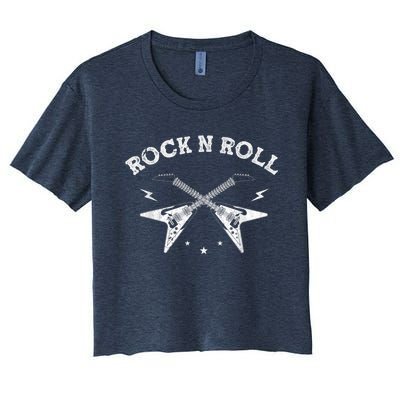 Guitar RockNRoll Guitarist Skeleton Musical Instrument Women's Crop Top Tee