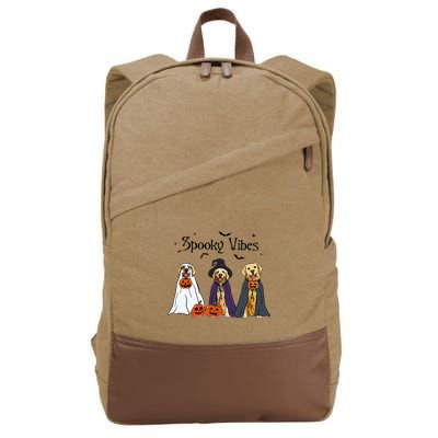 Golden Retriever Ghost Dogs Halloween Dog Witch Spooky Vibes Cotton Canvas Backpack