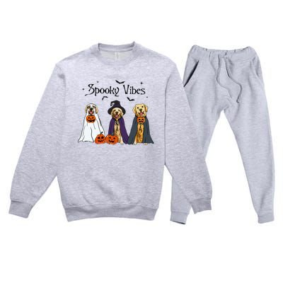 Golden Retriever Ghost Dogs Halloween Dog Witch Spooky Vibes Premium Crewneck Sweatsuit Set