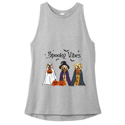 Golden Retriever Ghost Dogs Halloween Dog Witch Spooky Vibes Ladies PosiCharge Tri-Blend Wicking Tank