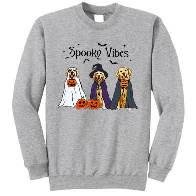 Golden Retriever Ghost Dogs Halloween Dog Witch Spooky Vibes Tall Sweatshirt