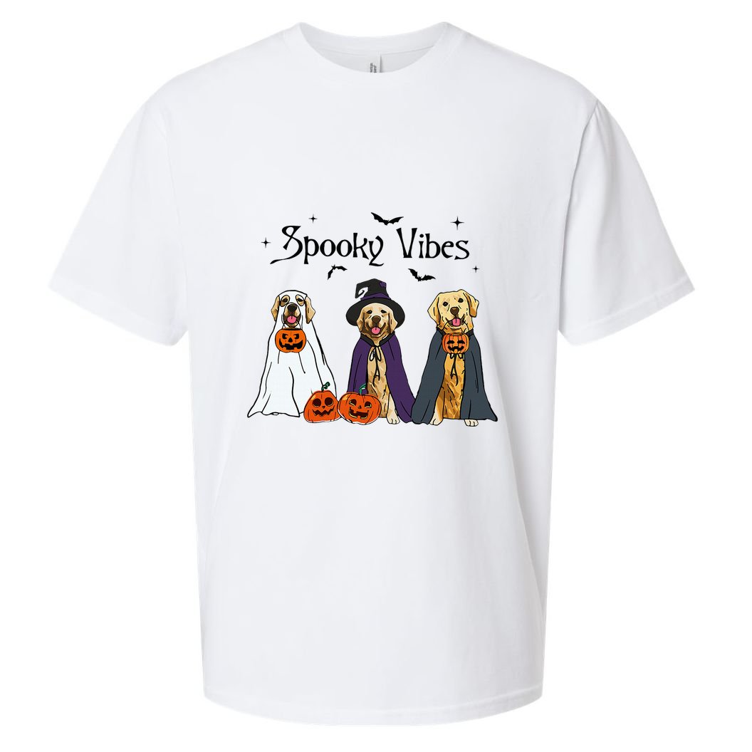 Golden Retriever Ghost Dogs Halloween Dog Witch Spooky Vibes Sueded Cloud Jersey T-Shirt
