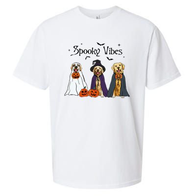 Golden Retriever Ghost Dogs Halloween Dog Witch Spooky Vibes Sueded Cloud Jersey T-Shirt