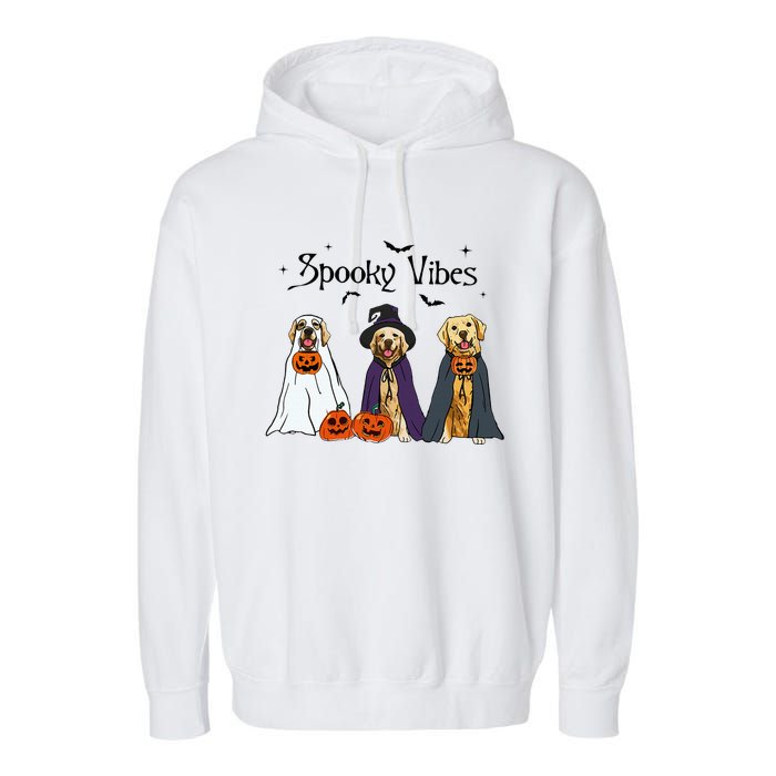 Golden Retriever Ghost Dogs Halloween Dog Witch Spooky Vibes Garment-Dyed Fleece Hoodie