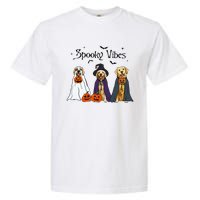 Golden Retriever Ghost Dogs Halloween Dog Witch Spooky Vibes Garment-Dyed Heavyweight T-Shirt