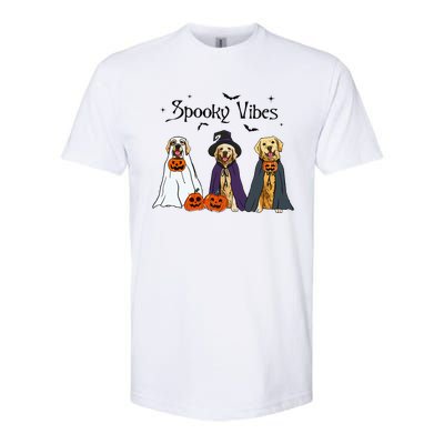 Golden Retriever Ghost Dogs Halloween Dog Witch Spooky Vibes Softstyle CVC T-Shirt