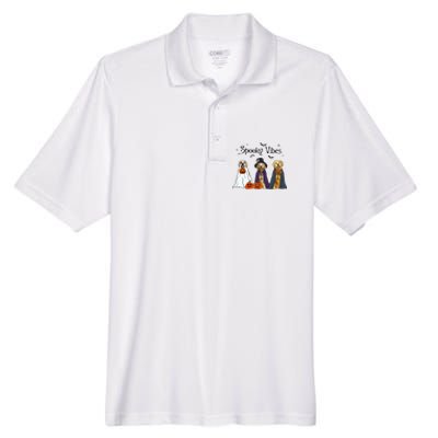 Golden Retriever Ghost Dogs Halloween Dog Witch Spooky Vibes Men's Origin Performance Pique Polo