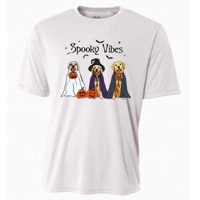 Golden Retriever Ghost Dogs Halloween Dog Witch Spooky Vibes Cooling Performance Crew T-Shirt