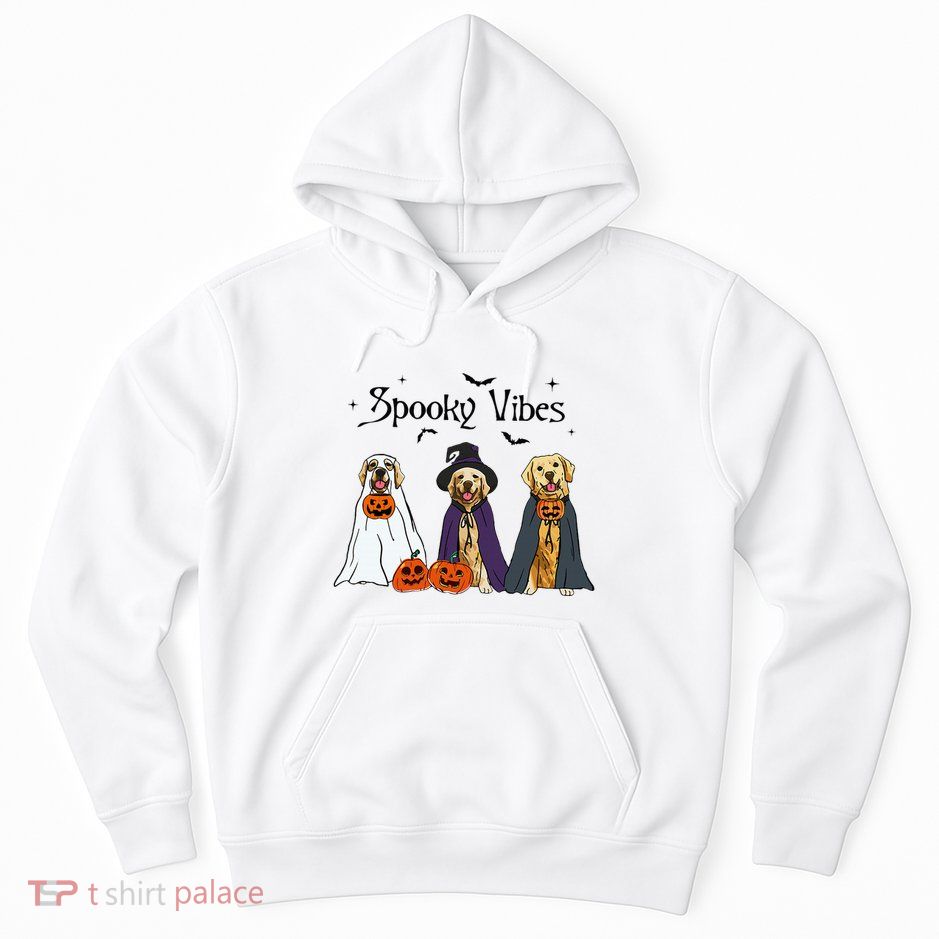 Golden Retriever Ghost Dogs Halloween Dog Witch Spooky Vibes Hoodie