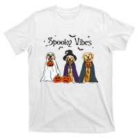 Golden Retriever Ghost Dogs Halloween Dog Witch Spooky Vibes T-Shirt