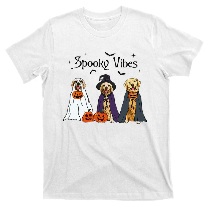 Golden Retriever Ghost Dogs Halloween Dog Witch Spooky Vibes T-Shirt